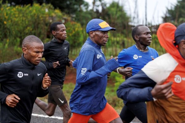 Eliud Kipchoge in a training session. PHOTO| AFP