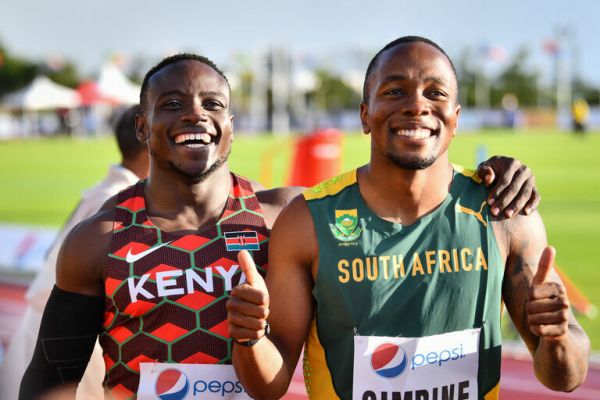 Ferdinand Omanyala and Akani Simbine. PHOTO| AFP