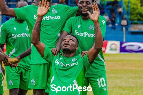 Gor Mahia's Christopher Ochieng celebrates after scoring. PHOTO| SportPesa