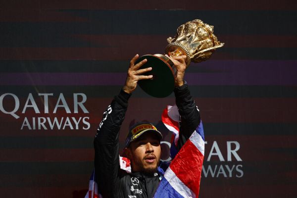 Lewis Hamilton celebrates winning at the British GP. PHOTO| AFP