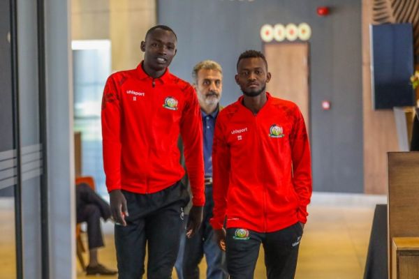 Moses Shummah (left) alongside Abdallah Hassan. PHOTO| Harambee Stars