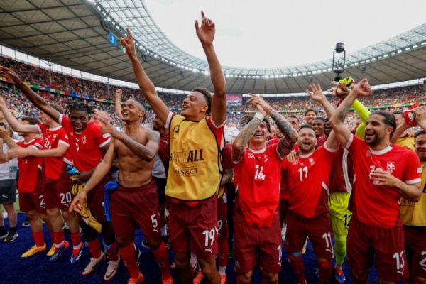 Switzerland celebrate after beating Italy. PHOTO| AFP